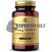 Vitamin D3 125 mcгр x 5000 IU (100 шт), Solgar
